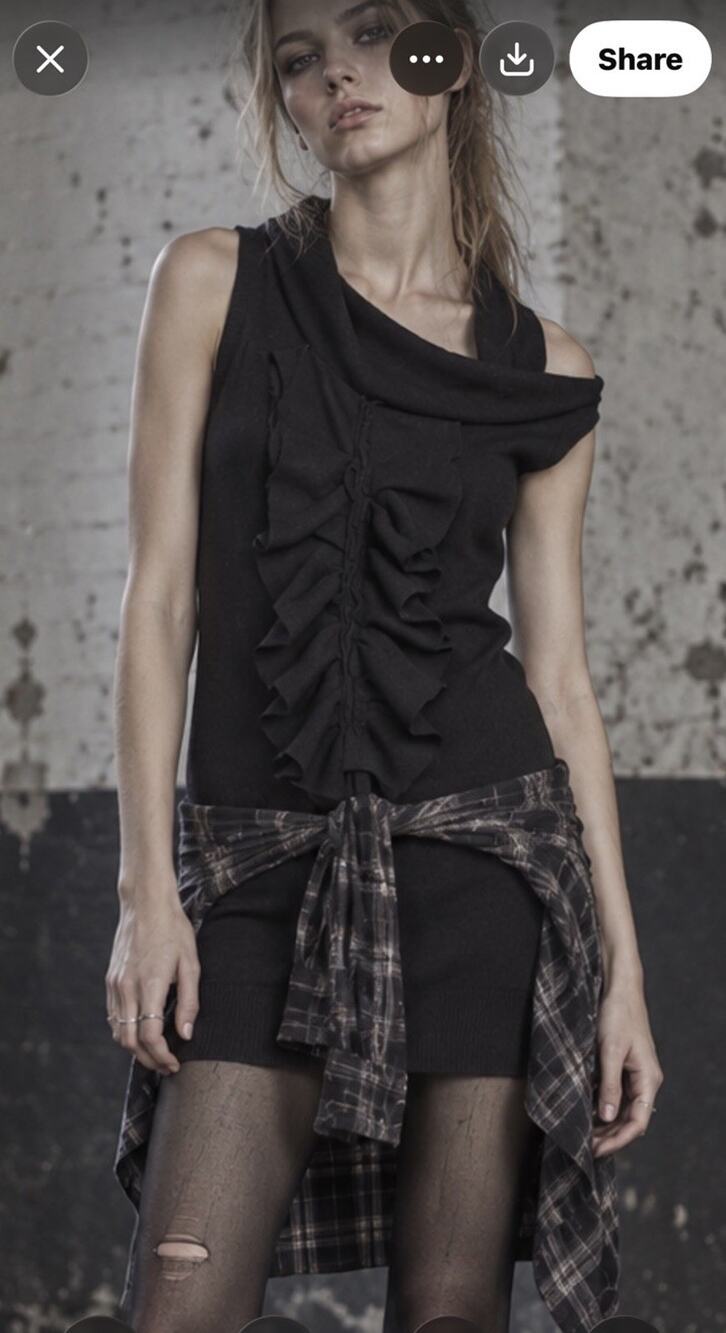 All Saints Y2K Spitafields Deadstock Boiled Wool Grunge Era Dress Xs